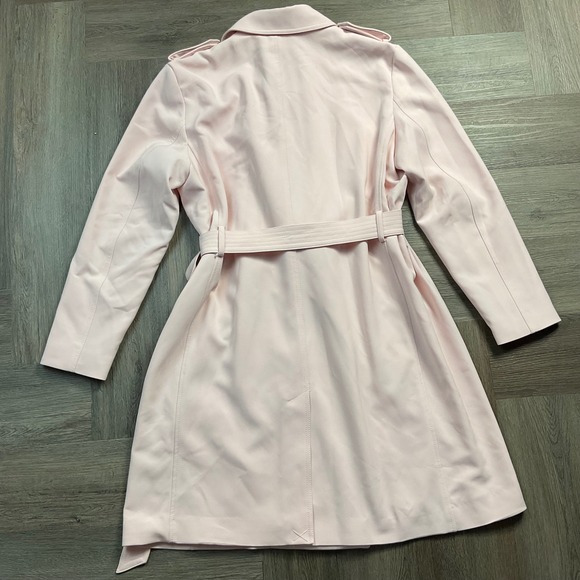 NWT H&M Double Breasted Belted Trench Coat Jacket Womens Large Light Pink Classy - Picture 2 of 9
